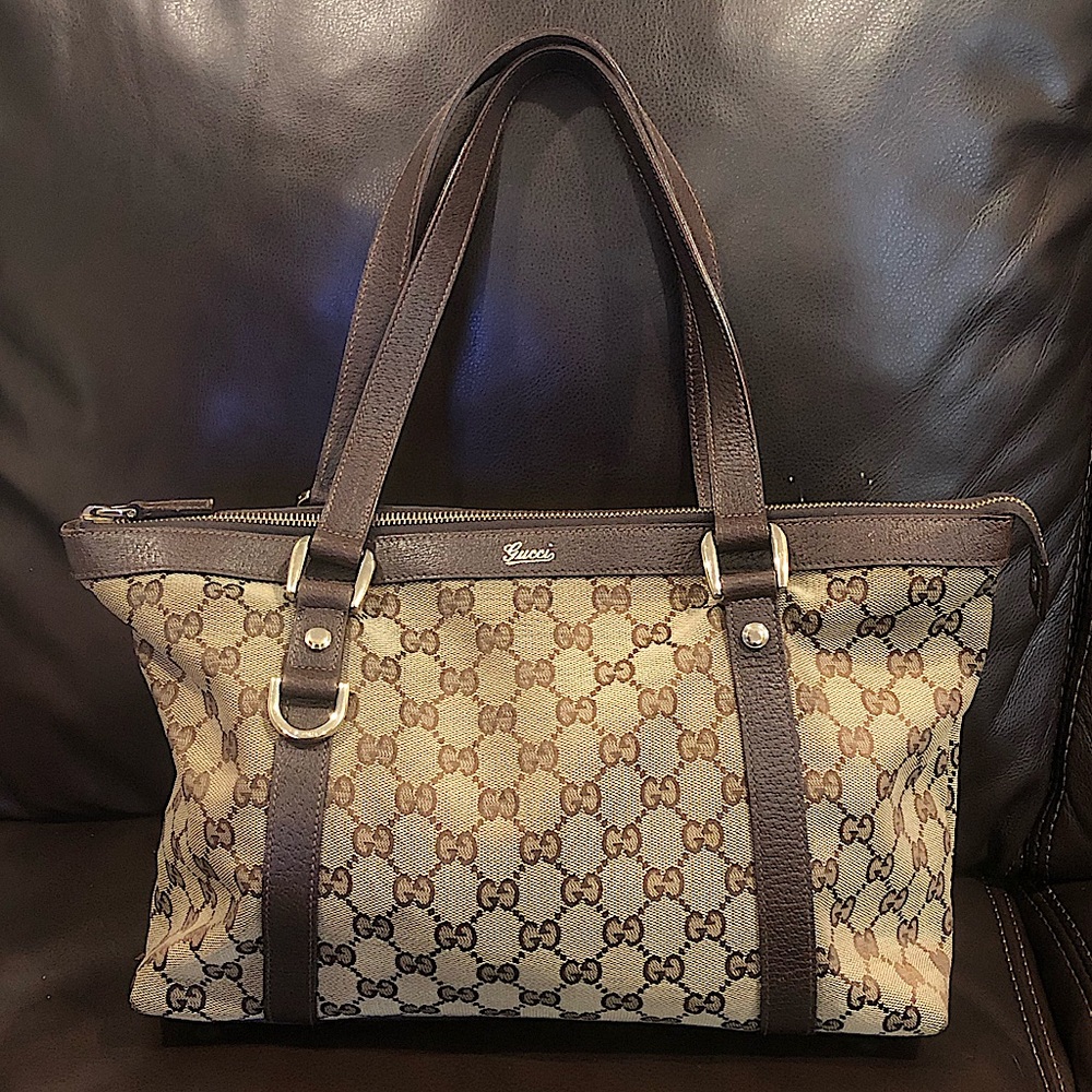 EUC Vintage Gucci GG Supreme Monogram Abbey Tote Handbag